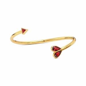 Kate Spade Rock Solid Ruby Open Heart Gold Flex Cuff (NWT)